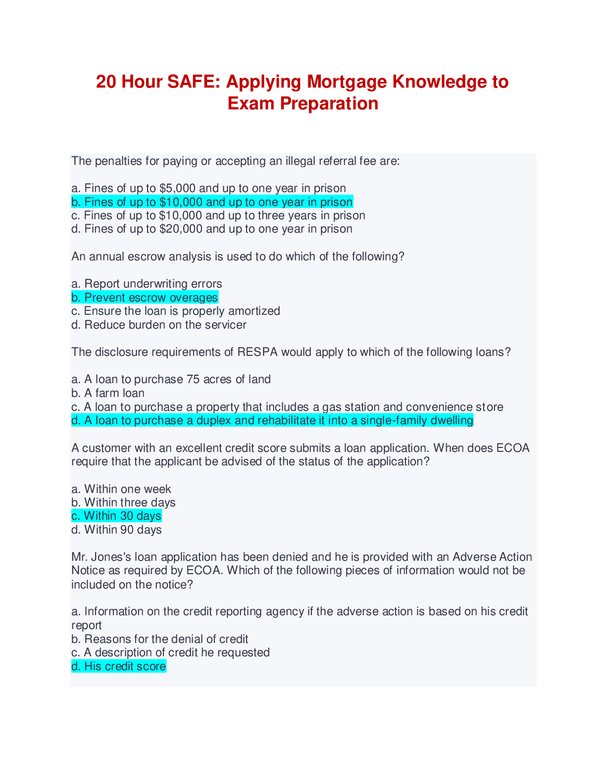 Preview image for NMLS SAFE EXAM Already Graded A